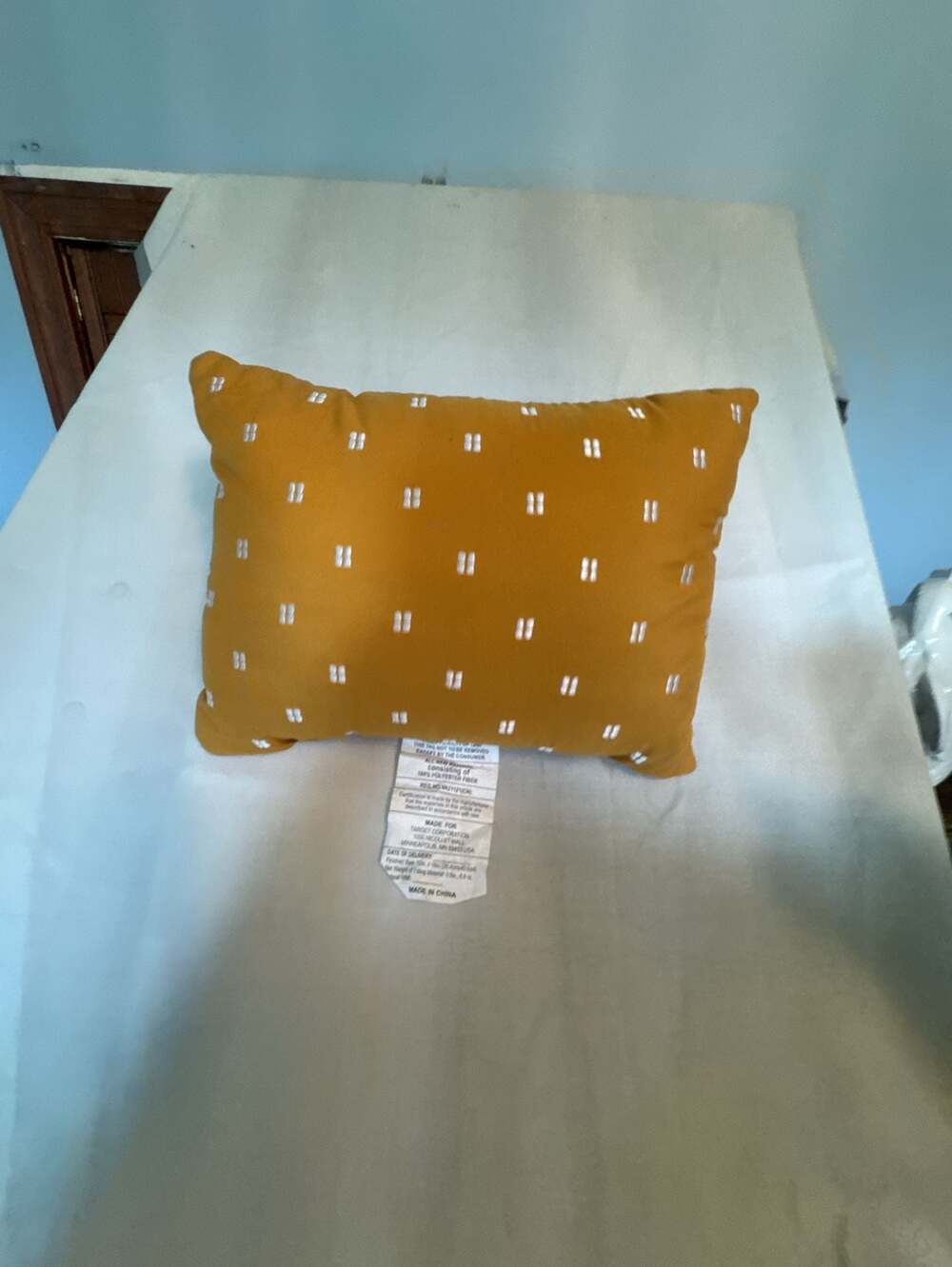 Threshold Mustard Yellow Accent Pillow with White Dashed Geometric Pattern